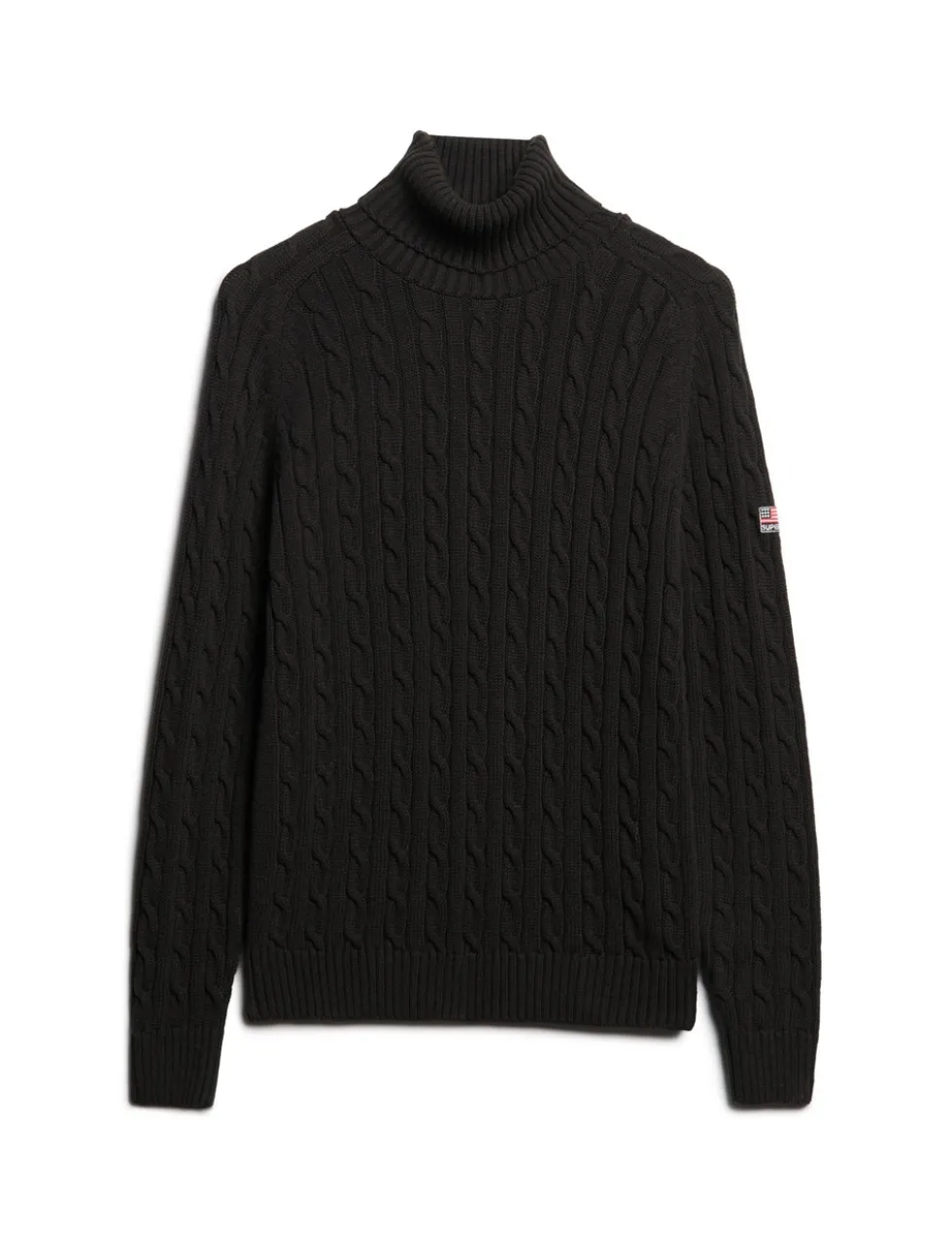 Pure Cotton Cable Knit Roll Neck Jumper