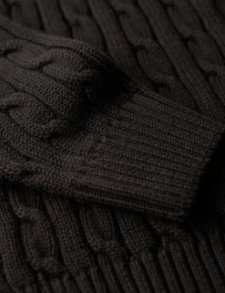 Pure Cotton Cable Knit Roll Neck Jumper