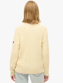Pure Cotton Cable Knit Roll Neck Jumper