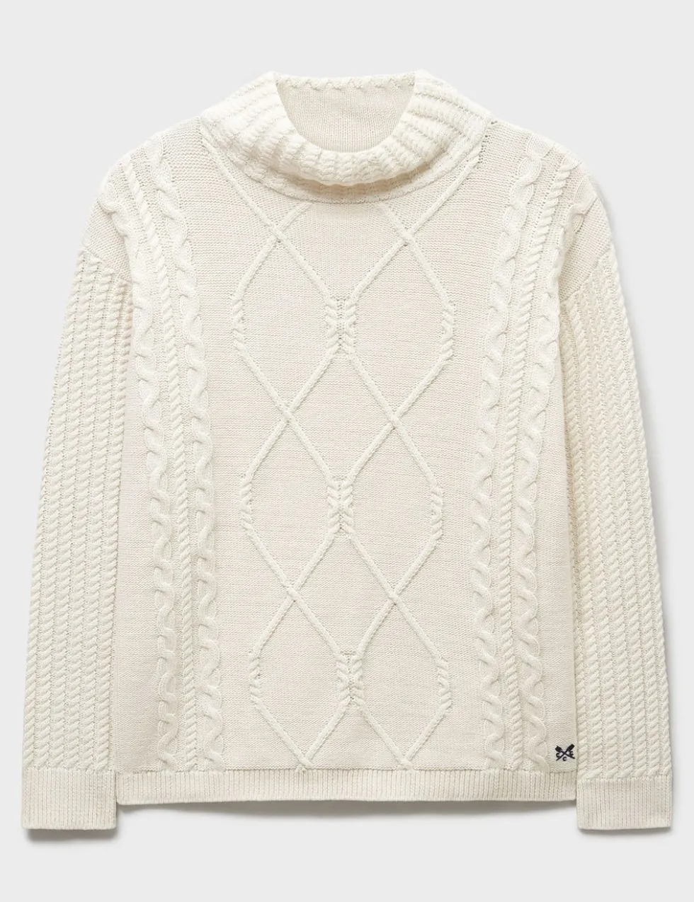 Pure Cotton Cable Knit Roll Neck Jumper