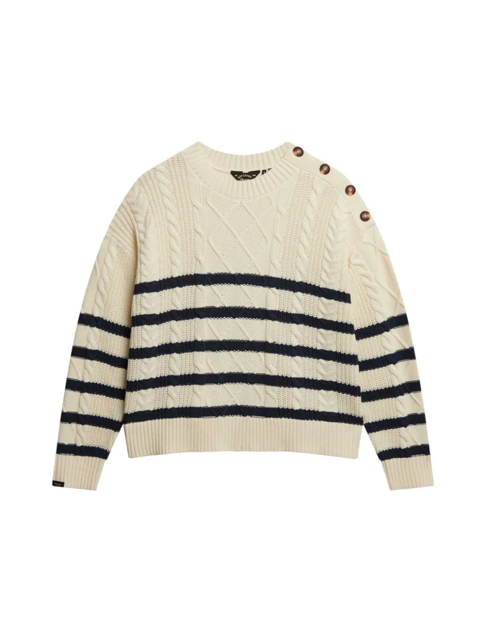 Pure Cotton Cable Knit Striped Jumper