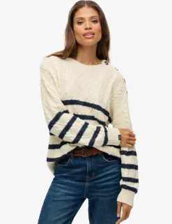 Pure Cotton Cable Knit Striped Jumper