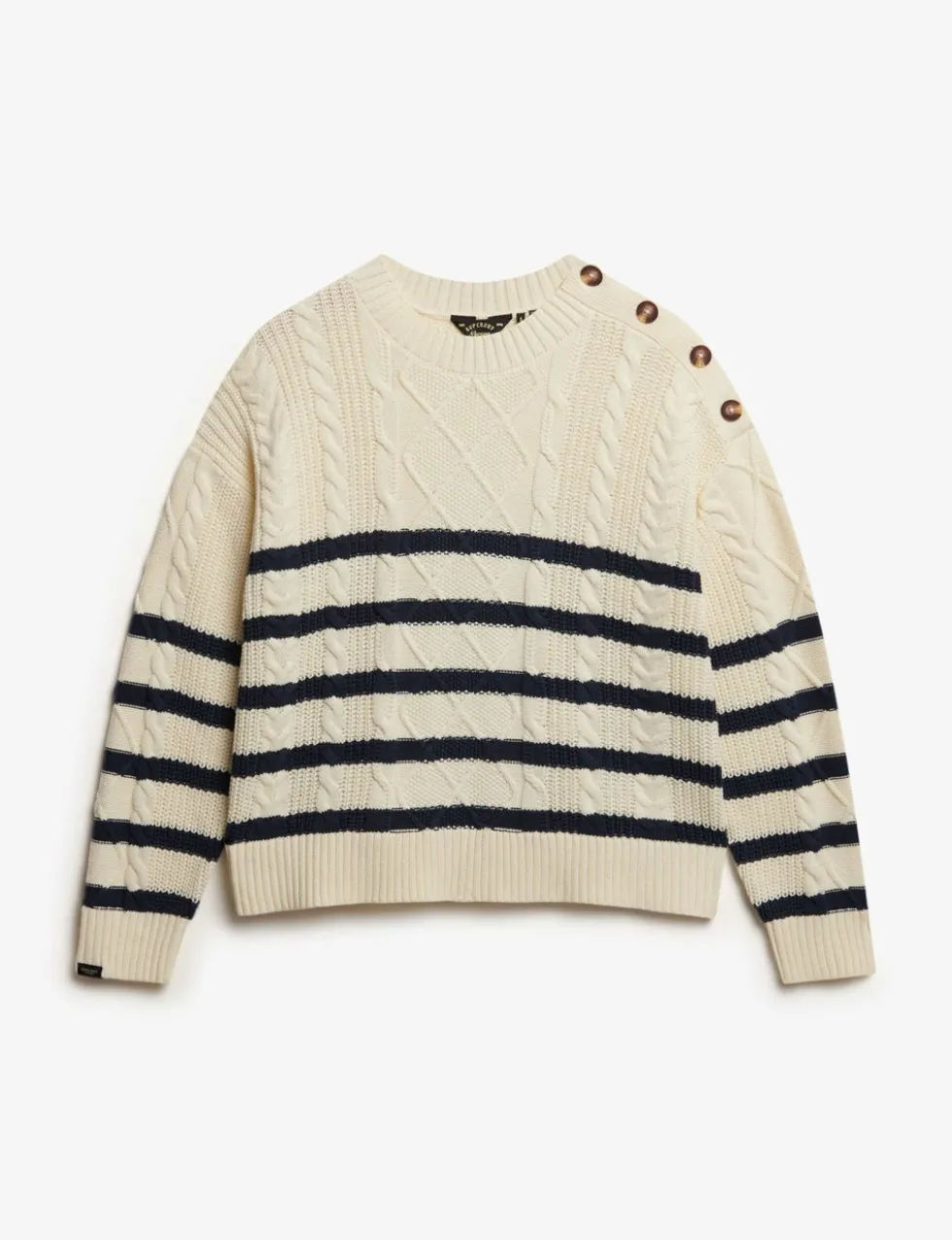 Pure Cotton Cable Knit Striped Jumper