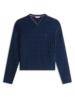 Pure Cotton Cable Knit V-Neck Jumper