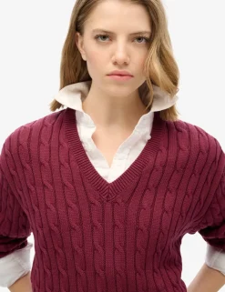 Pure Cotton Cable Knit V-Neck Jumper