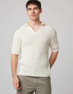 Pure Cotton Cable Knitted Polo Shirt
