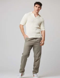 Pure Cotton Cable Knitted Polo Shirt