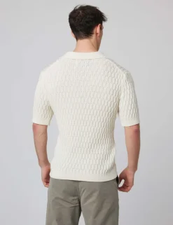 Pure Cotton Cable Knitted Polo Shirt