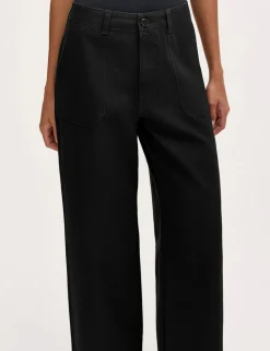 Pure Cotton Canvas Wide Leg Trousers