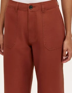 Pure Cotton Canvas Wide Leg Trousers