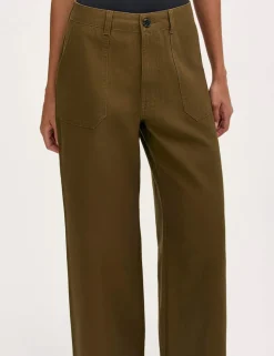 Pure Cotton Canvas Wide Leg Trousers