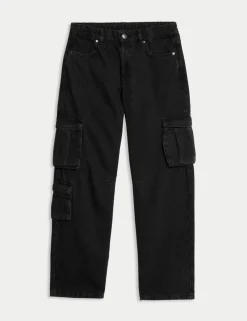 Pure Cotton Cargo Jeans (6-16 Yrs)