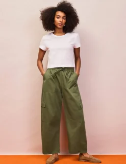 Pure Cotton Cargo Straight Leg Trousers