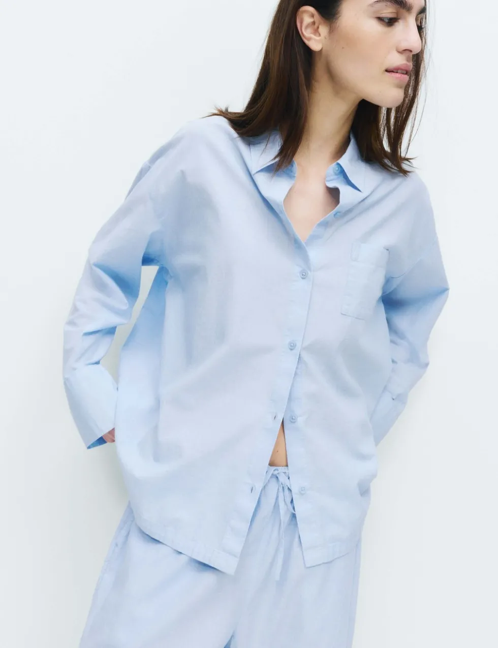 Pure Cotton Chambray Lounge Shirt