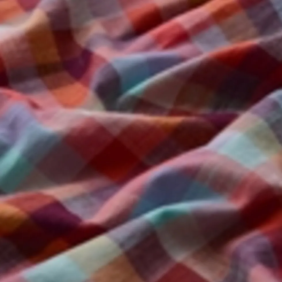 Pure Cotton Checked A-Line Midi Skirt
