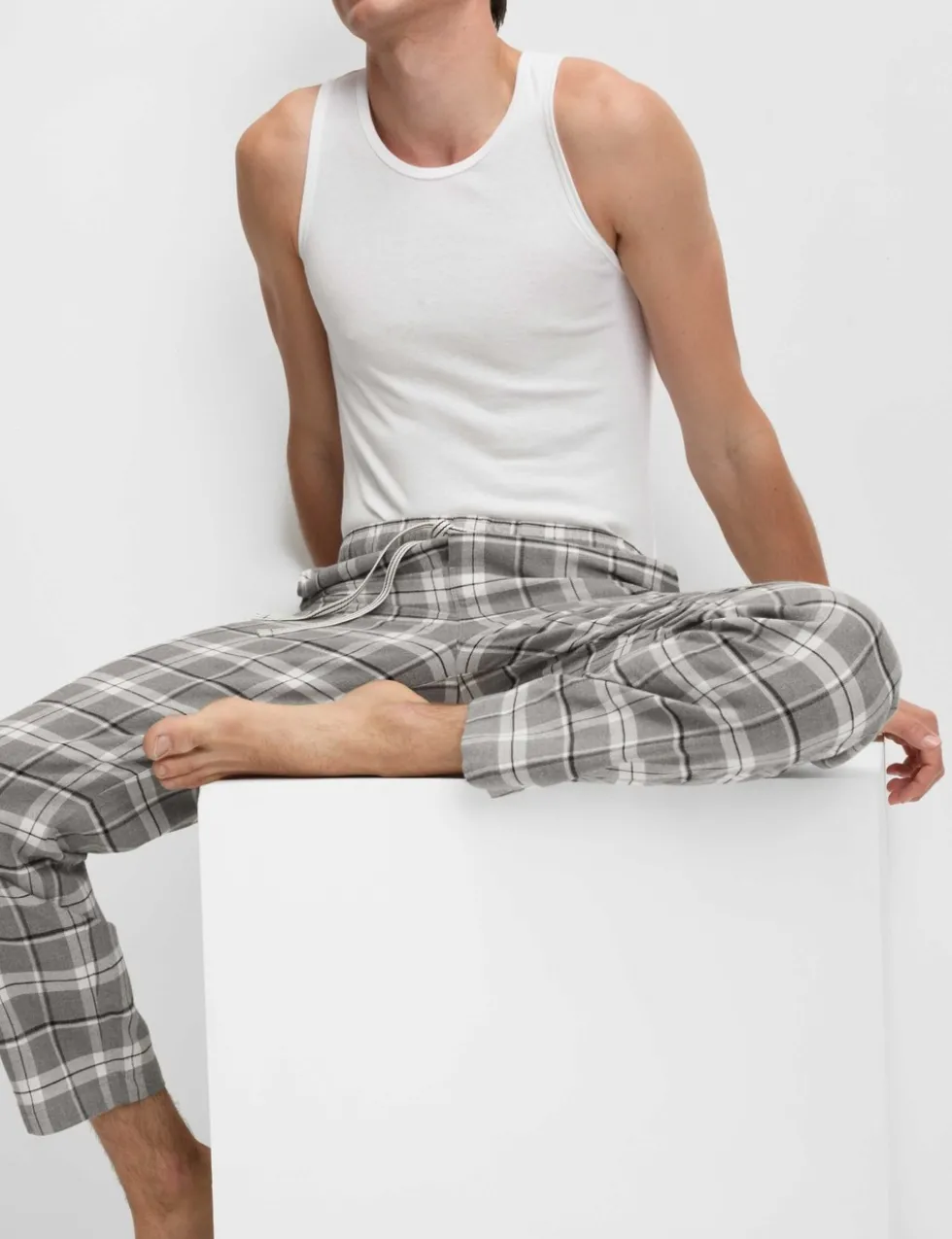 Pure Cotton Checked Loungewear Bottoms