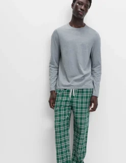 Pure Cotton Checked Loungewear Bottoms