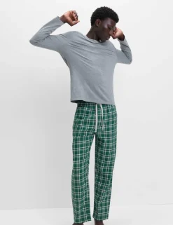 Pure Cotton Checked Loungewear Bottoms