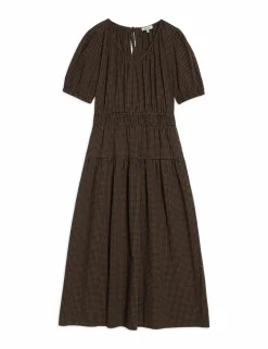 Pure Cotton Checked Midi Smock Dress