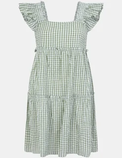 Pure Cotton Checked Mini Beach Dress