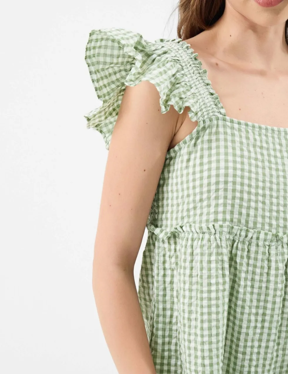 Pure Cotton Checked Mini Beach Dress