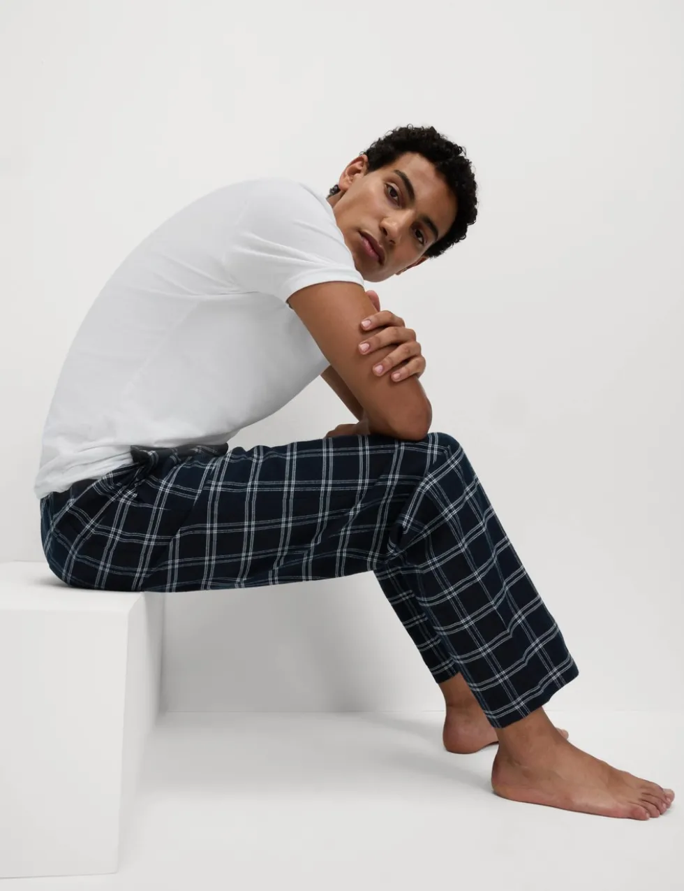 Pure Cotton Checked Pyjama Bottoms