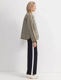 Pure Cotton Checked Quilted Relaxed Jacket
