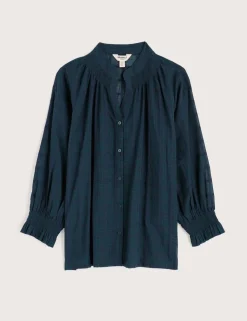 Pure Cotton Checked Relaxed Blouse