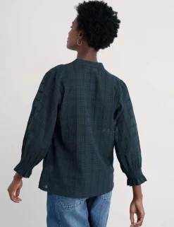 Pure Cotton Checked Relaxed Blouse