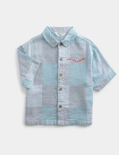 Pure Cotton Checked Seersucker Shirt (2-8 Yrs)