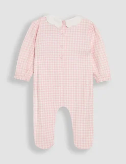 Pure Cotton Checked Strawberry Sleepsuit (0-12 Mths)