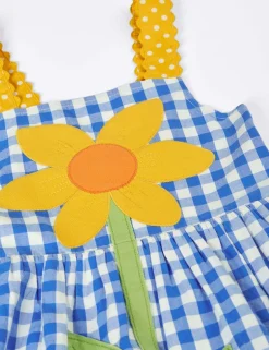 Pure Cotton Checked Sunflower Dress (1-10 Yrs)