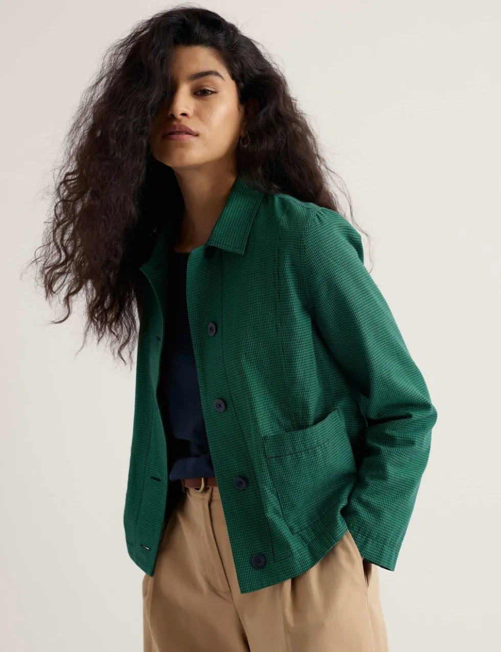 Pure Cotton Checked Utility Jacket