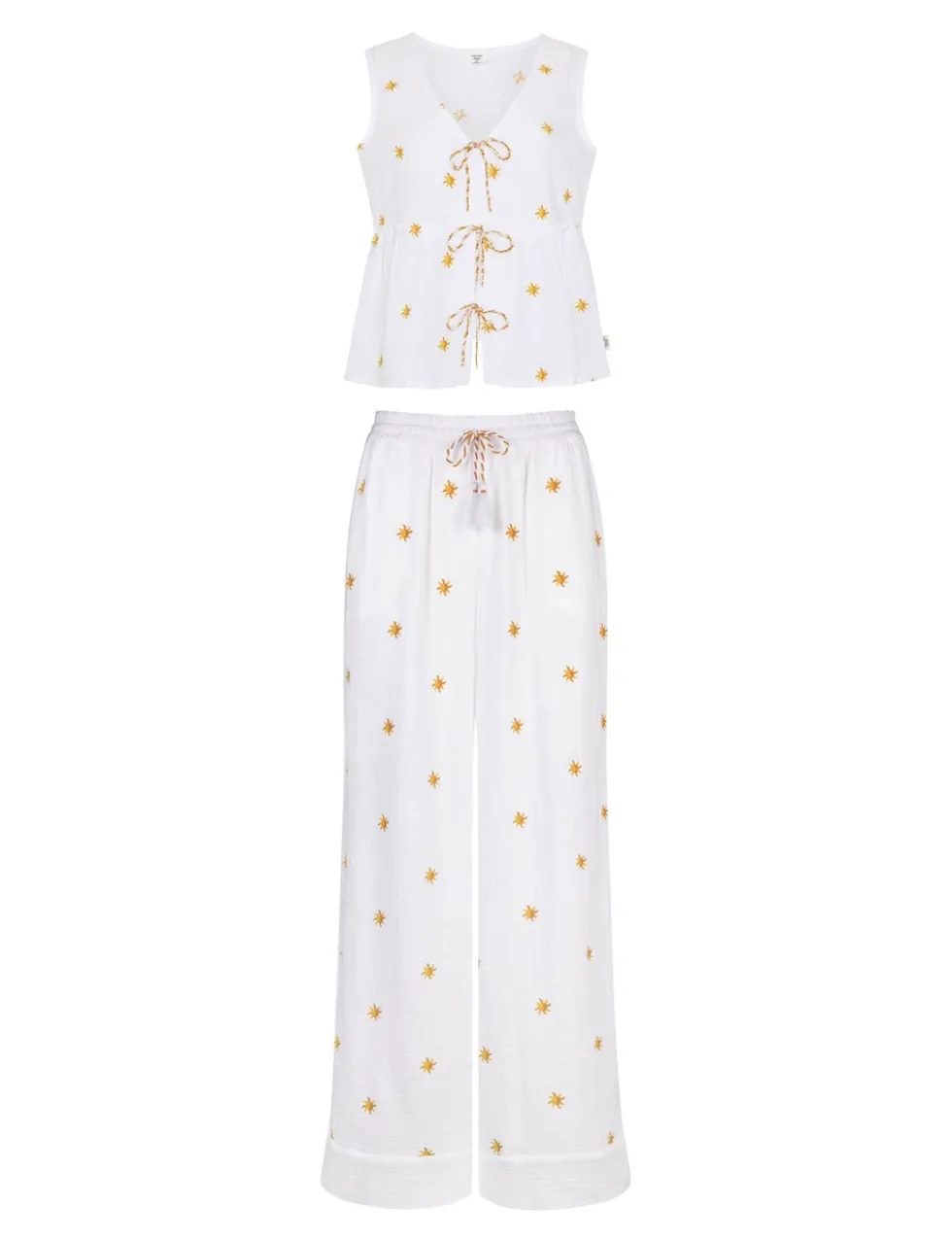 Pure Cotton Cheesecloth Embroidered Lounge Set