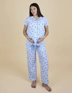 Pure Cotton Cherry Maternity Pyjama Set