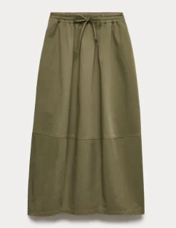 Pure Cotton Cocoon Shape Midi Skirt