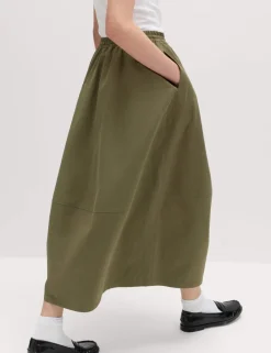 Pure Cotton Cocoon Shape Midi Skirt