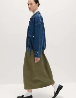 Pure Cotton Cocoon Shape Midi Skirt