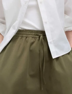 Pure Cotton Cocoon Shape Midi Skirt