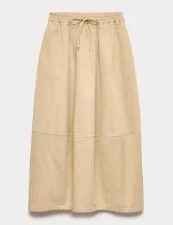 Pure Cotton Cocoon Shape Midi Skirt