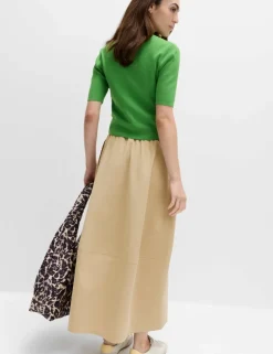 Pure Cotton Cocoon Shape Midi Skirt