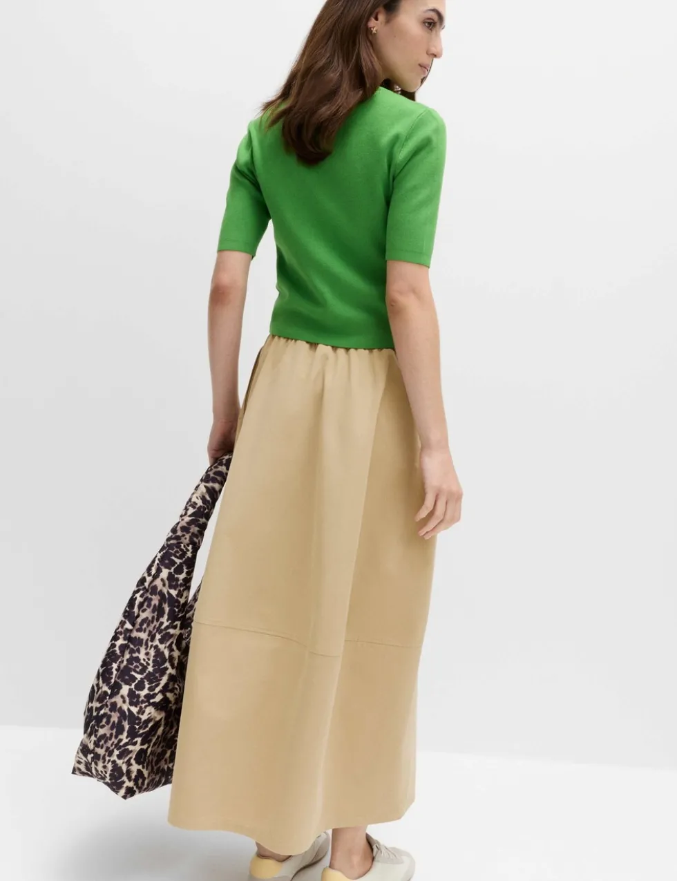Pure Cotton Cocoon Shape Midi Skirt