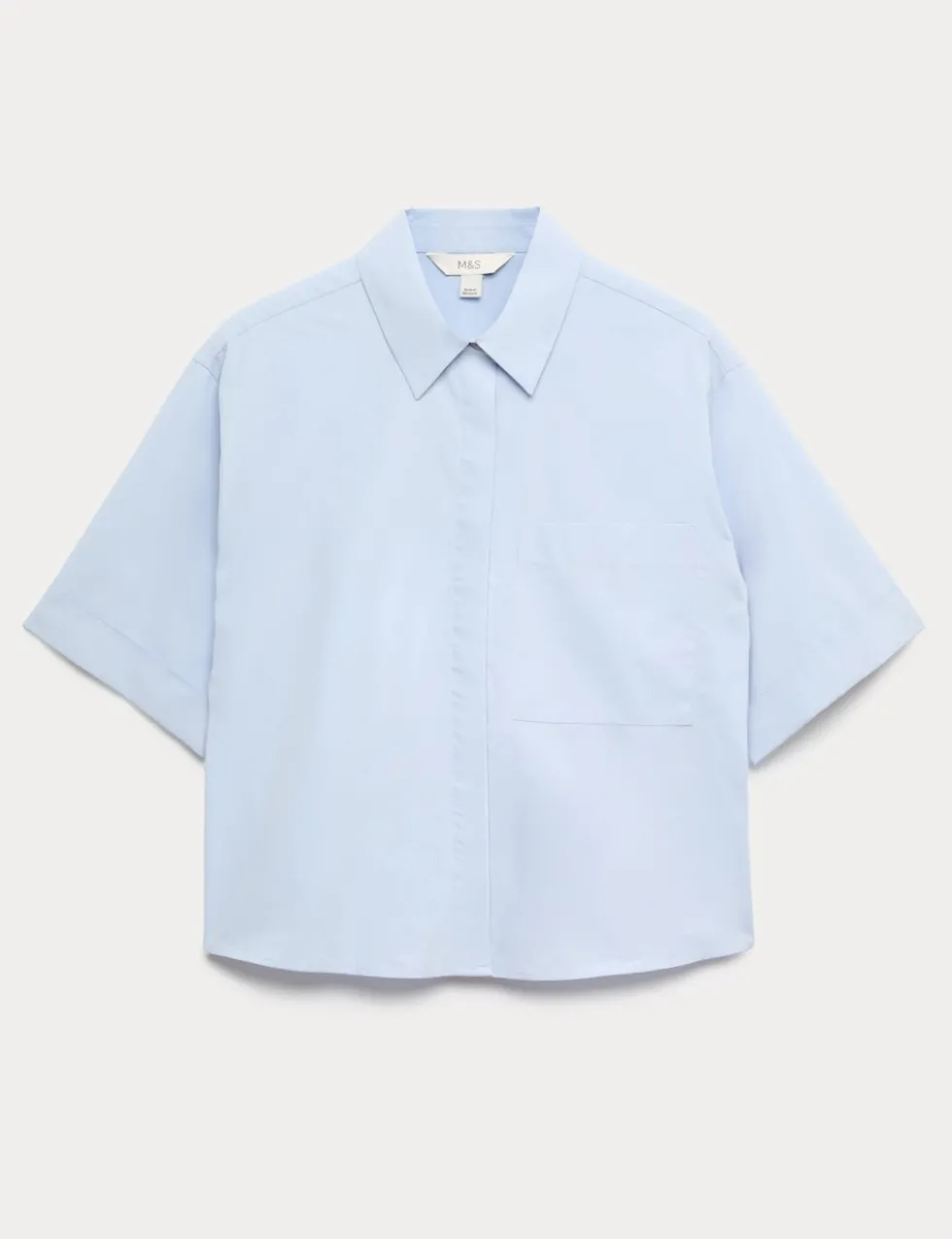 Pure Cotton Collared Boxy Shirt