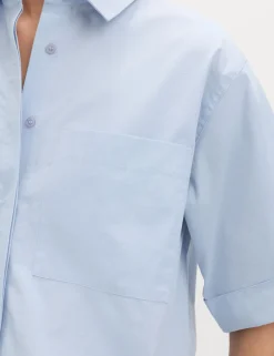 Pure Cotton Collared Boxy Shirt