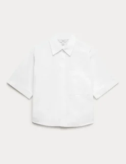 Pure Cotton Collared Boxy Shirt