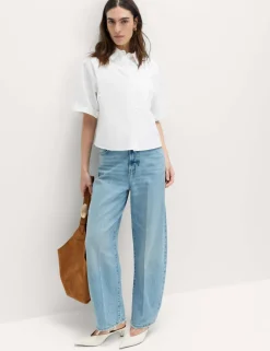 Pure Cotton Collared Boxy Shirt
