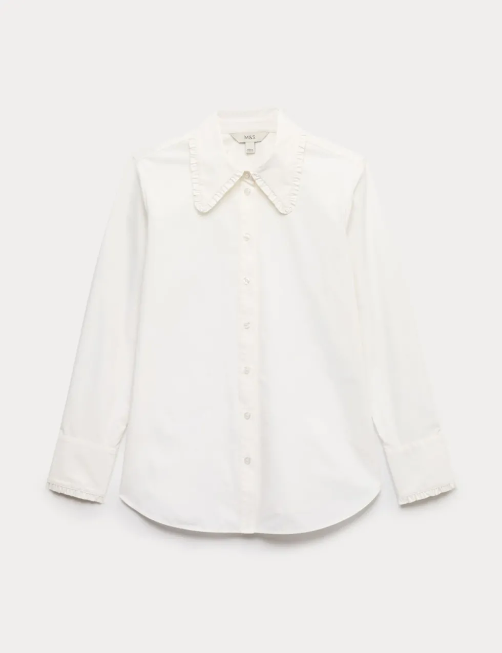 Pure Cotton Collared Frill Detail Shirt