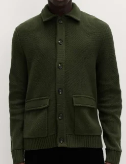 Pure Cotton Collared Knitted Jacket