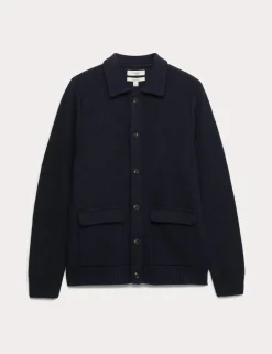 Pure Cotton Collared Knitted Jacket