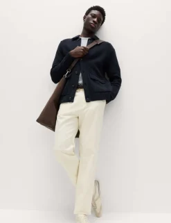 Pure Cotton Collared Knitted Jacket
